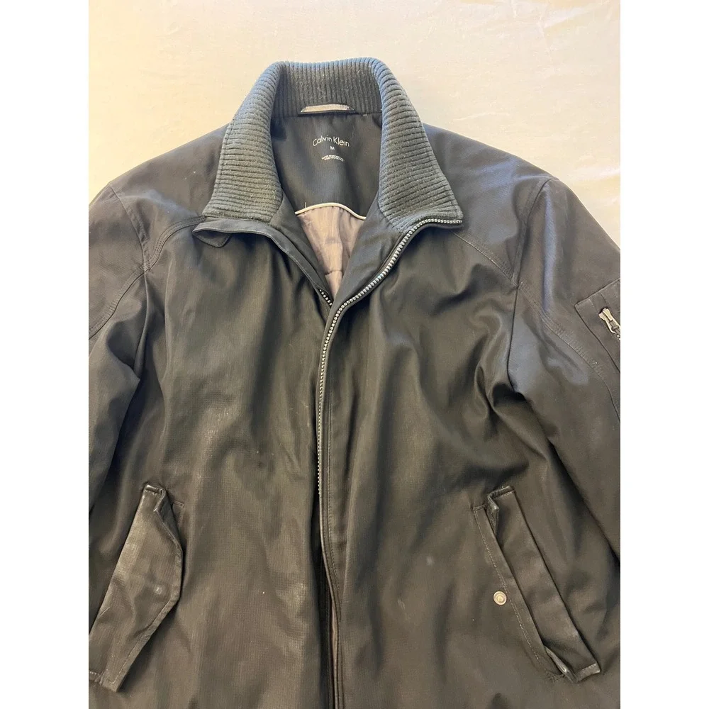 Calvin Klein Mens Bomber Jacket Black Water Resistant Wind Protection Size M